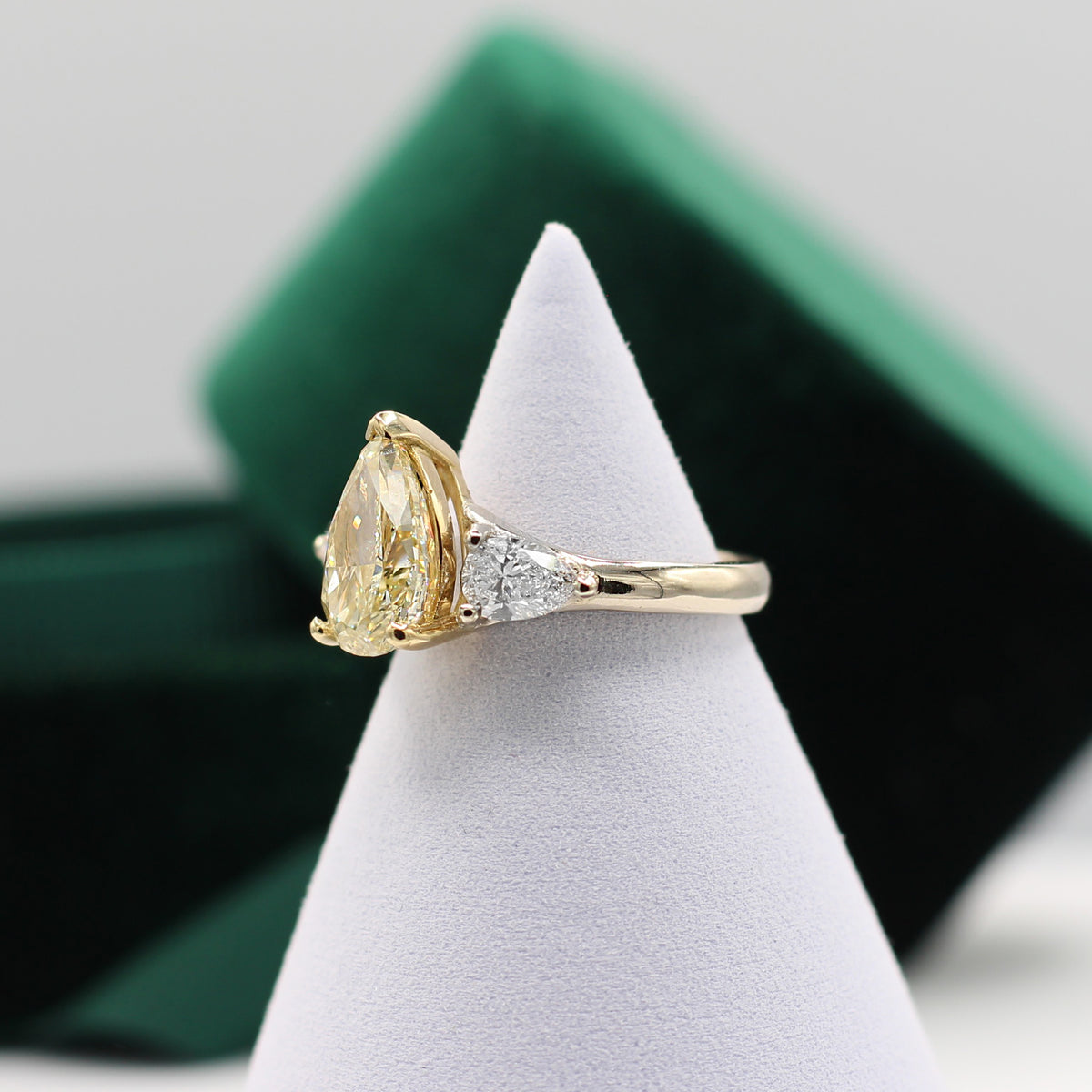 Fancy Yellow Pear Diamond Ring