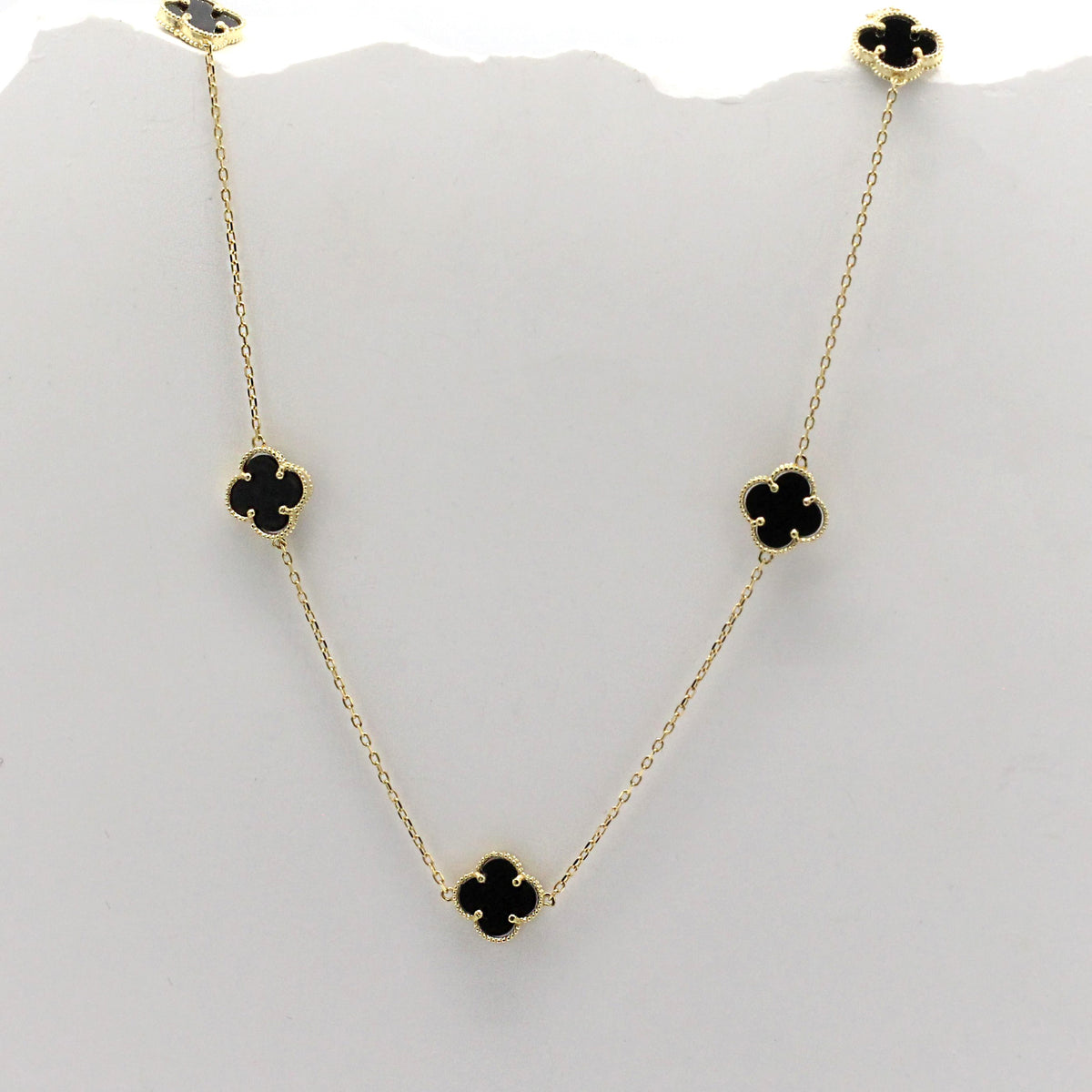Black 5 Clover Necklace