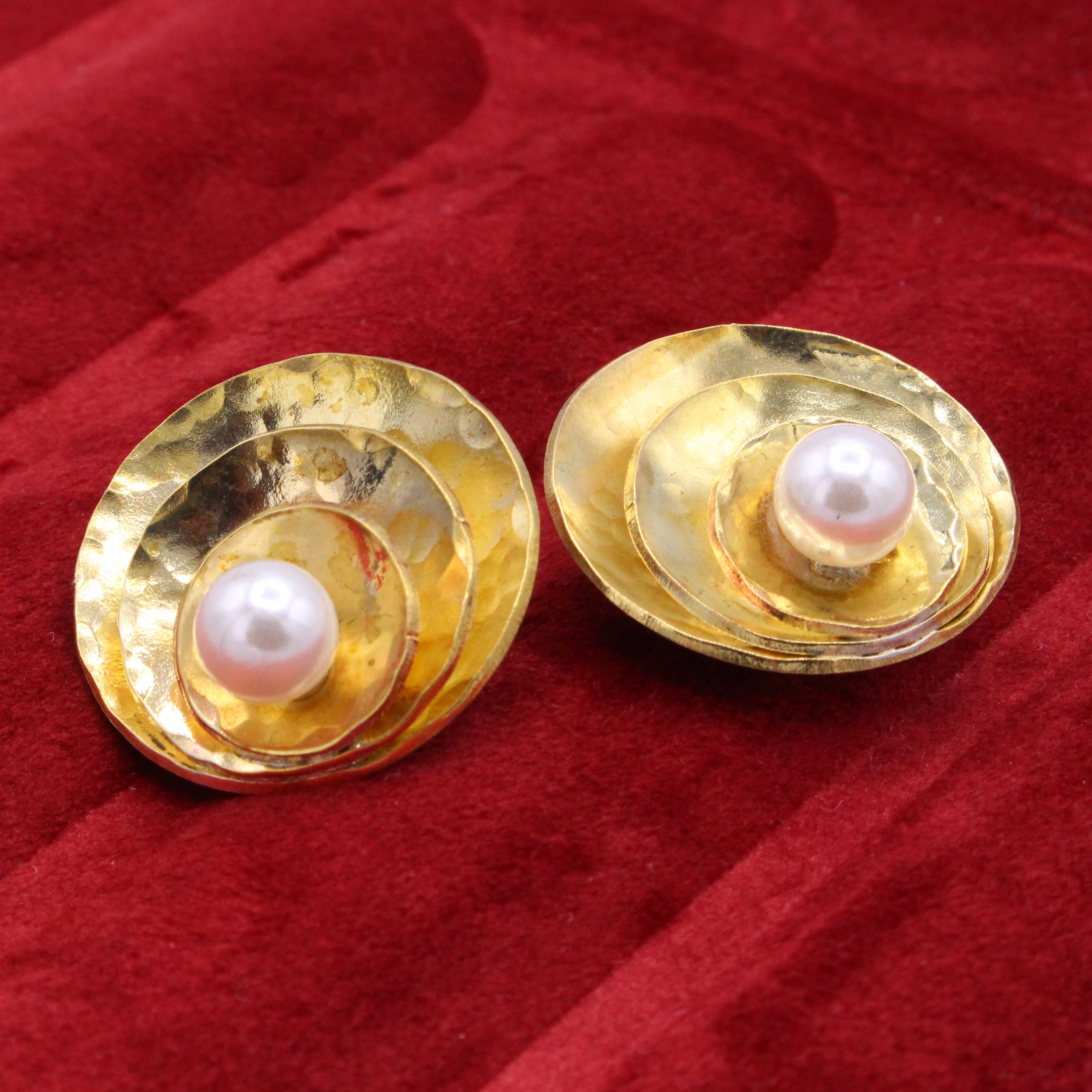 Brass & Pearl Earrings