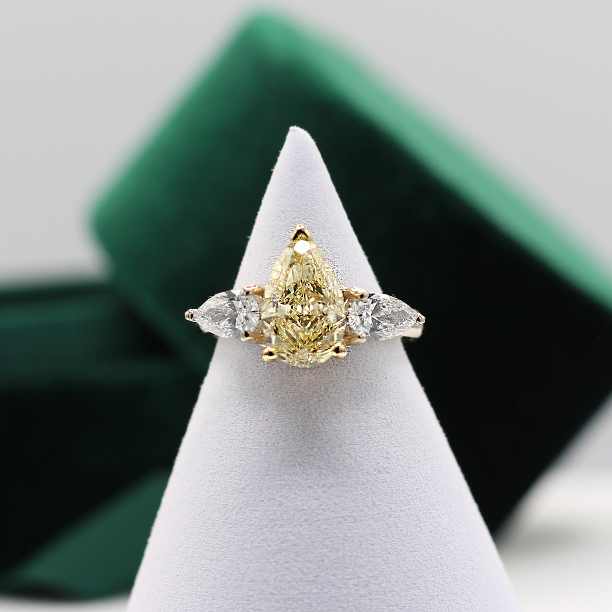 Fancy Yellow Pear Diamond Ring