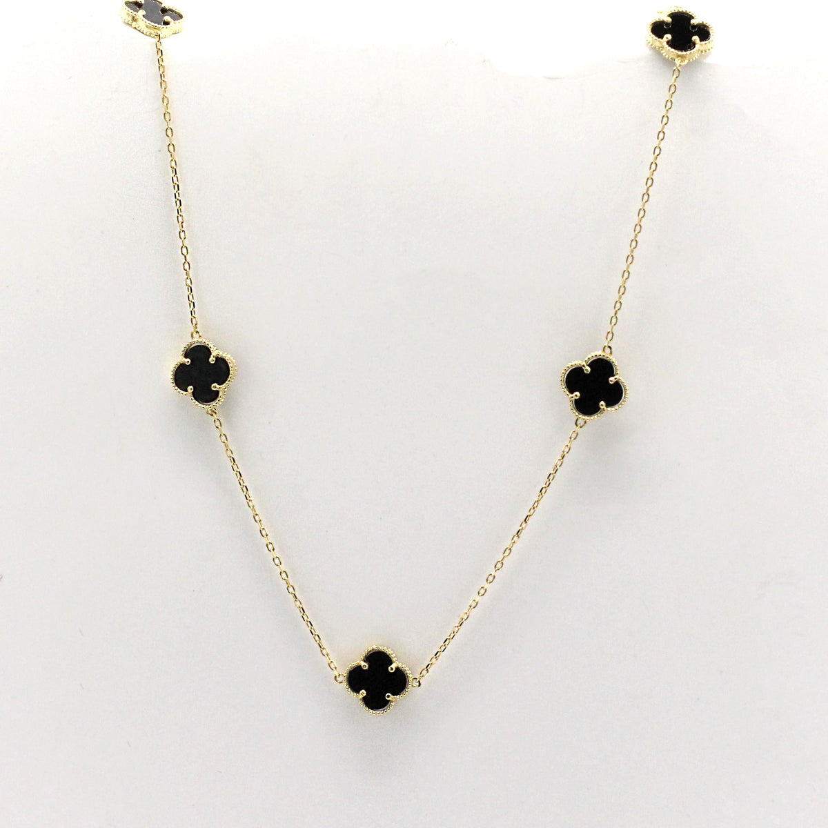 Black 5 Clover Necklace